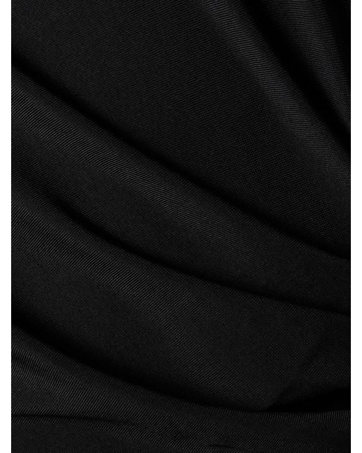 Max Mara Black Beachwear One-Shoulder Ruched Stretch-Jersey Midi Dress
