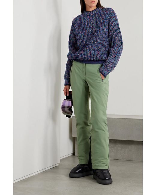 Aztech Mountain Blue Shell-Trimmed Ribbed-Knit Sweater