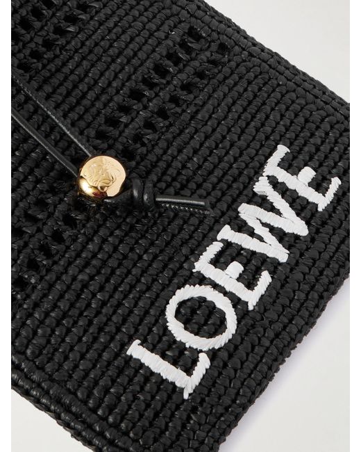 Sac Porté Épaule En Raphia À Broderie Et À Finitions En Cuir X Paula's Ibiza Loewe en coloris White