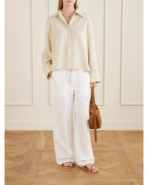 Citizens of Humanity White Aurora Cotton And Linen-Blend Wide-Leg Pants