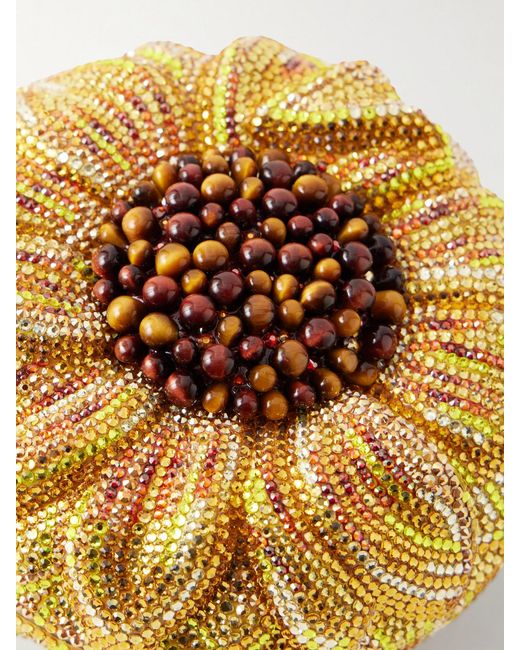 Judith Leiber Metallic Sunflower Crystal-Embellished-Tone Clutch