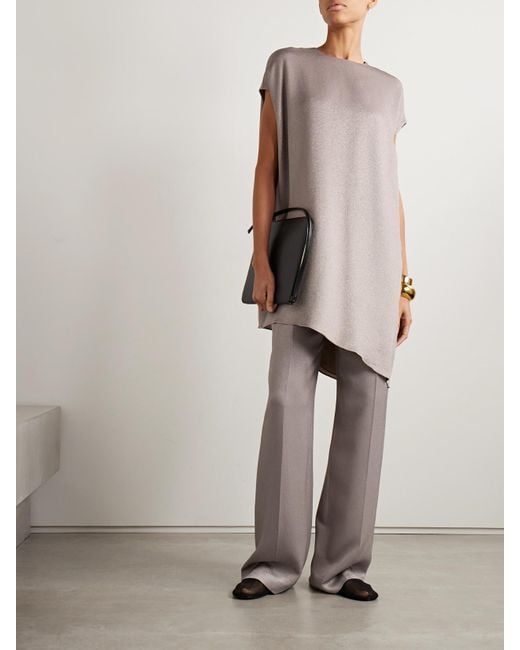 FFORME Gray Angee Asymmetric Metallic Cloqué Mimi Dress