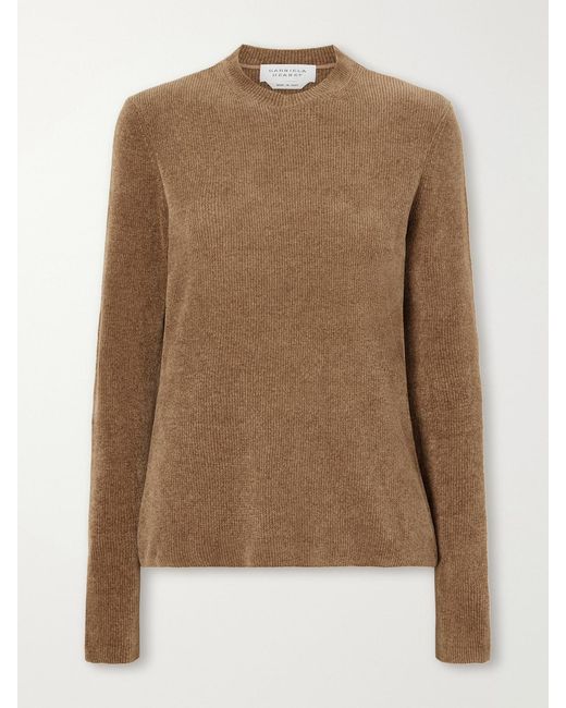 Gabriela Hearst Brown Ribbed Silk Sweater