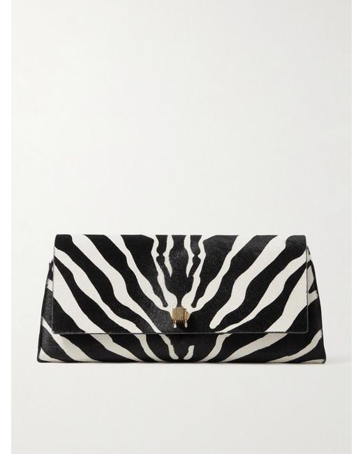 Khaite Black Audrey Zebra-Print Calf Hair Clutch