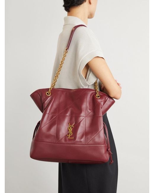 Saint Laurent Red Jamie Shopping Schultertasche Aus Gestepptem Leder