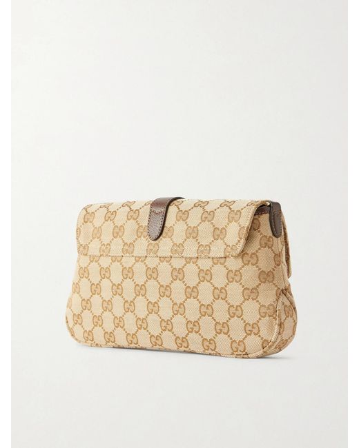 Gucci Natural Aperitivo Leather-Trimmed Canvas-Jacquard Shoulder Bag