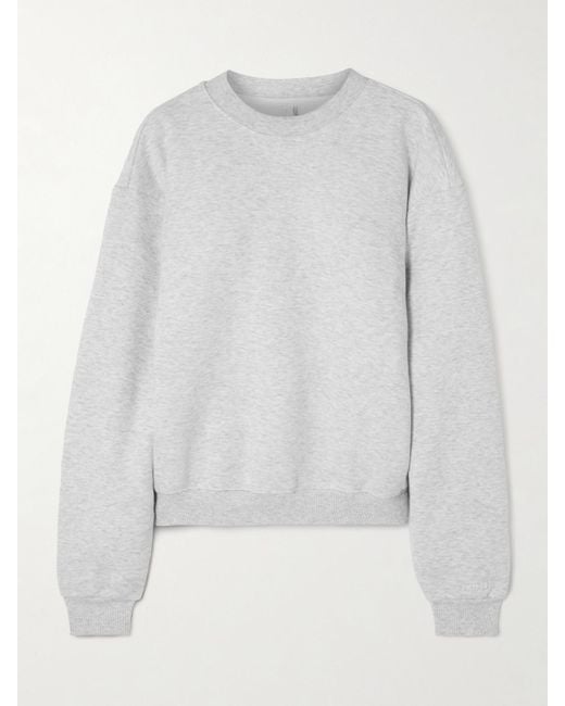 Skims White Classic Crewneck – Light Heather – Sweatshirt Aus Fleece Aus Einer Baumwollmischung