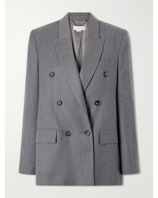 Stella McCartney Gray Doubled-Breasted Oversized Wool Blazer