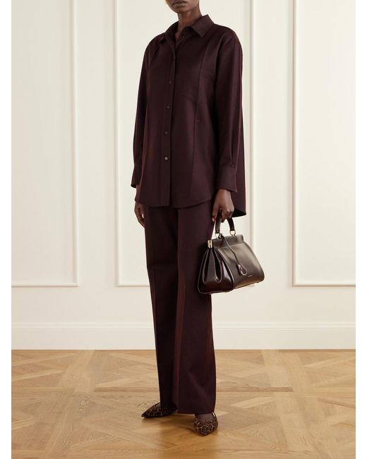 Victoria Beckham Brown Sloane Frame Leather Tote