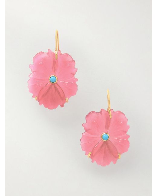 Lizzie Fortunato Pink New Bloom-Plated, Glass And Earrings