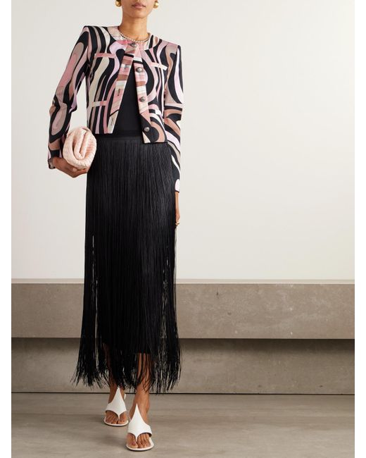 Emilio Pucci Black Jacke Aus Bedrucktem Gabardine Aus Einer Baumwollmischung