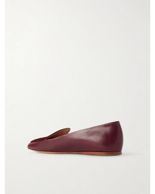 Gabriela Hearst Red Aveda Suede-Trimmed Leather Loafers