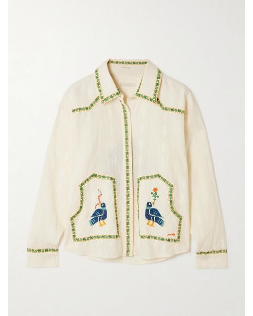 Mother Natural The Peasant Poet Embroidered Cotton-Voile Shirt