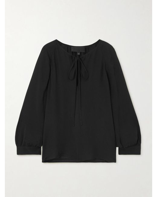 Nili Lotan Black Acadia Bluse Aus Seidenchiffon