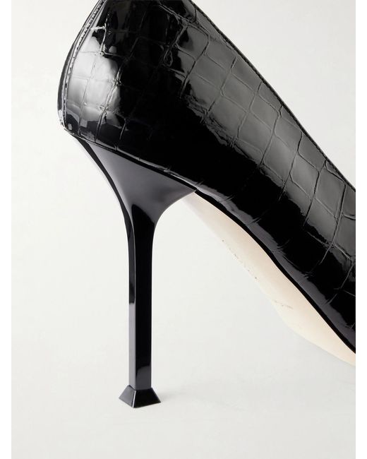 Christen Black Helix 95 Croc-Effect Patent Leather Pumps