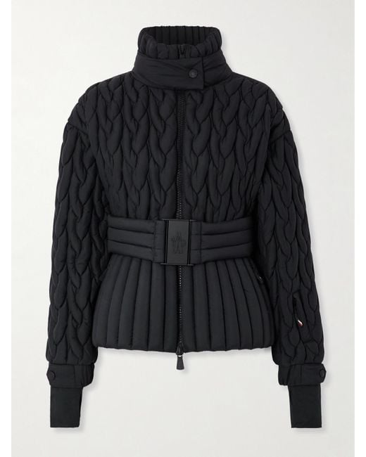 Moncler Black Maipo Appliquéd Belted Quilted Padded Shell Down Ski Jacket