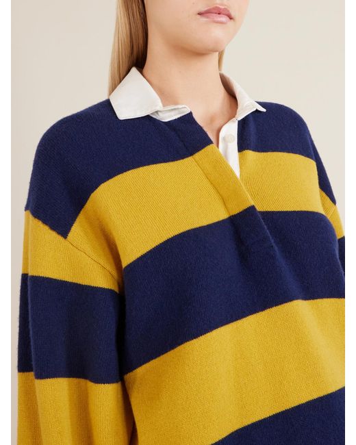 Nili Lotan Blue Rashida Striped Wool And Cashmere-Blend Polo Sweater