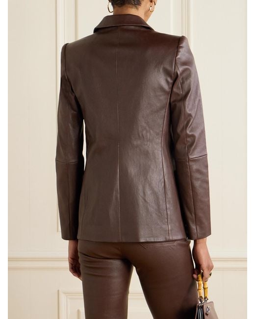 Stouls Brown Jones Double-Breasted Leather Blazer