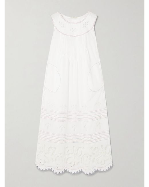 Vita Kin White Cleo Midikleid Aus Baumwollbatist Mit Lochstickerei Und Biesen