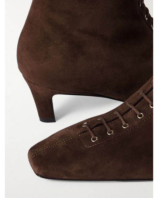Totême  Brown Schnürstiefel Aus Veloursleder