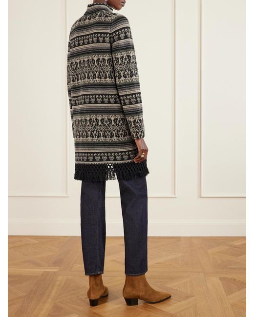 RRL Black Amelia Fringed Jacquard-Knit Wool And Cashmere-Blend Sweater