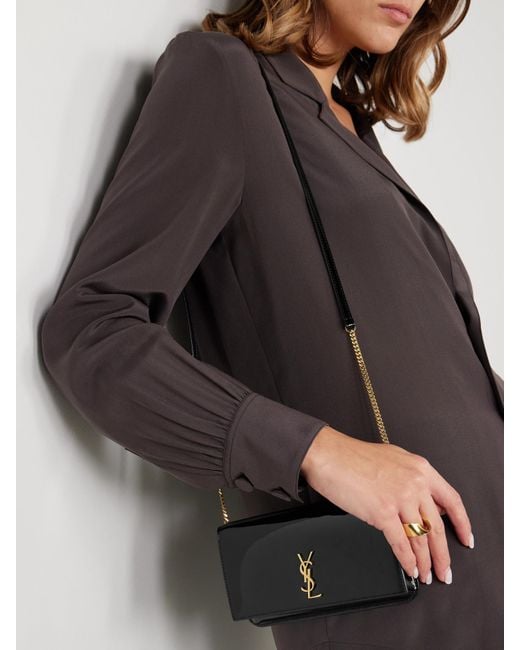 Saint Laurent White Cassandre Strap Smartphone-Hülle Aus Lackleder