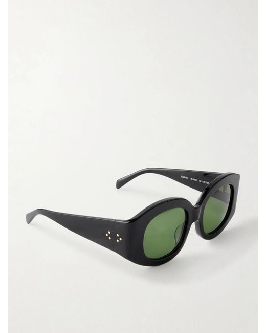 Matteau Green Eclipse Round-Frame Acetate Sunglasses