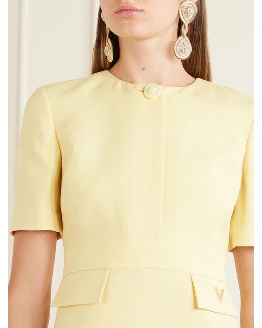 Valentino Garavani Yellow Wool And Silk-Blend Crepe Mini Dress