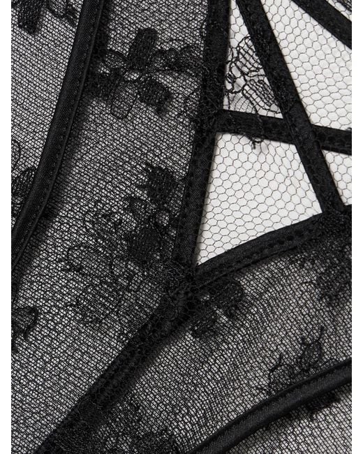 Kiki de Montparnasse Black Satin-Trimmed Lace Briefs