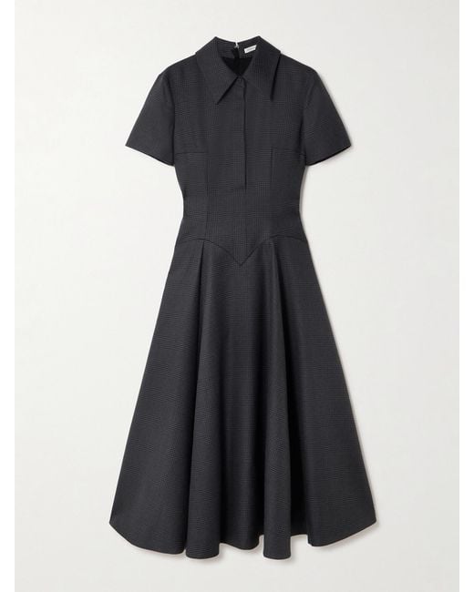Emilia Wickstead Black Jody Paneled Prince Of Wales Checked Wool-Blend Midi Shirt Dress