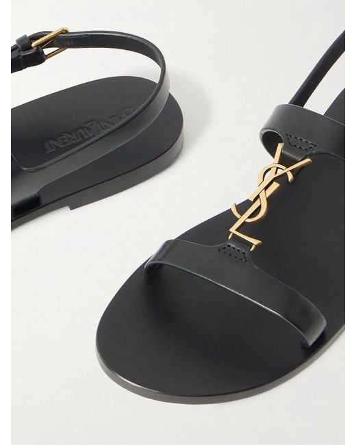 Saint Laurent Metallic Cassandra Embellished Leather Sandals