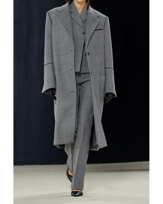 Ferragamo Gray Houndstooth Wool Blazer