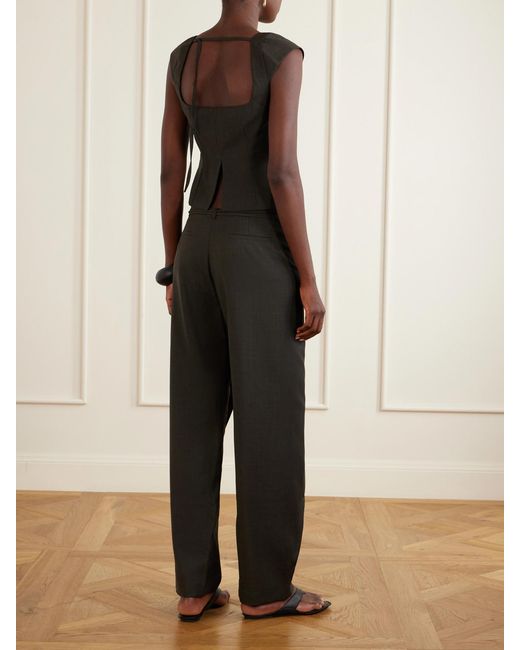 St. Agni Black Rouleau Wool-Blend Wide-Leg Pants