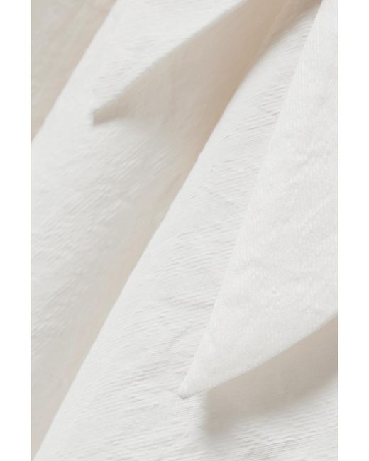 Partow White Carina Belted Crinkled-Crepe Midi Dress