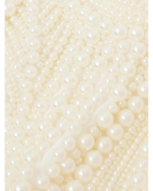 retroféte Natural Elaina Faux Pearl-Embellished Crepe Mini Dress