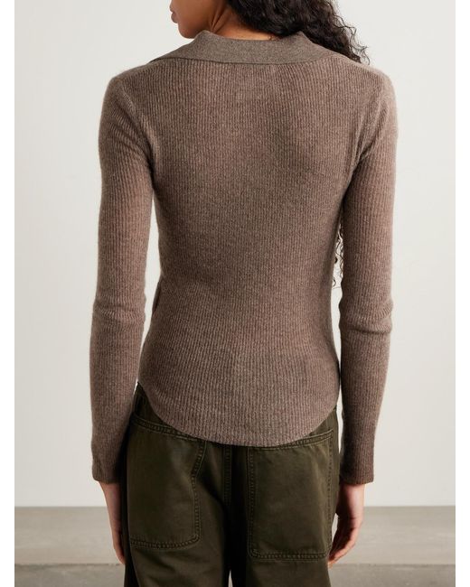 Citizens of Humanity Brown Simone Ribbed Wool And Cashmere-Blend Polo Sweater
