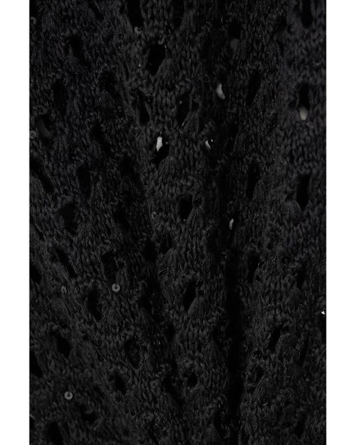 Brunello Cucinelli Black Sequin-Embellished Cotton, Linen And Silk-Blend Straight-Leg Pants