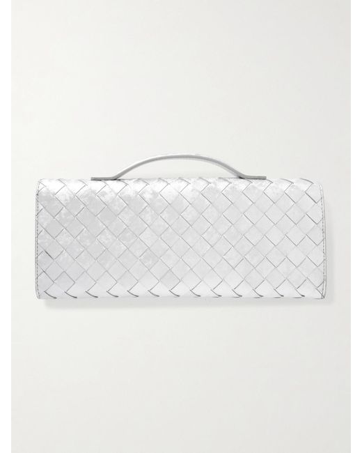 Bottega Veneta Andiamo Long Intrecciato Metallic Leather Clutch