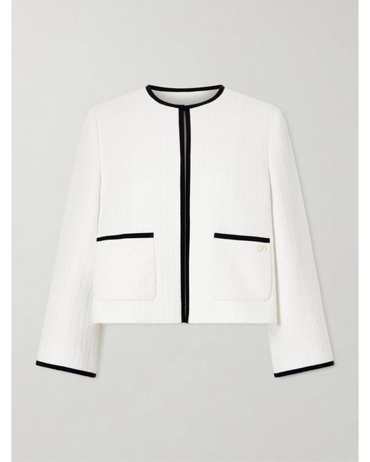 Valentino Garavani White Canastrello Cropped Cotton-Tweed Jacket