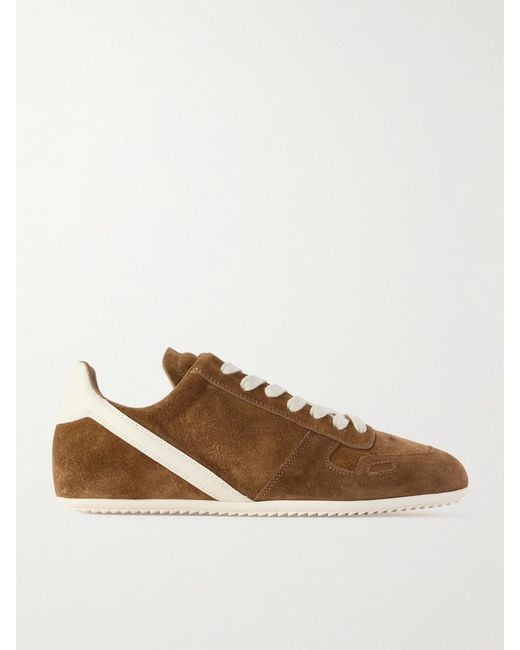Rick Owens Brown Leather-Trimmed Suede Sneakers