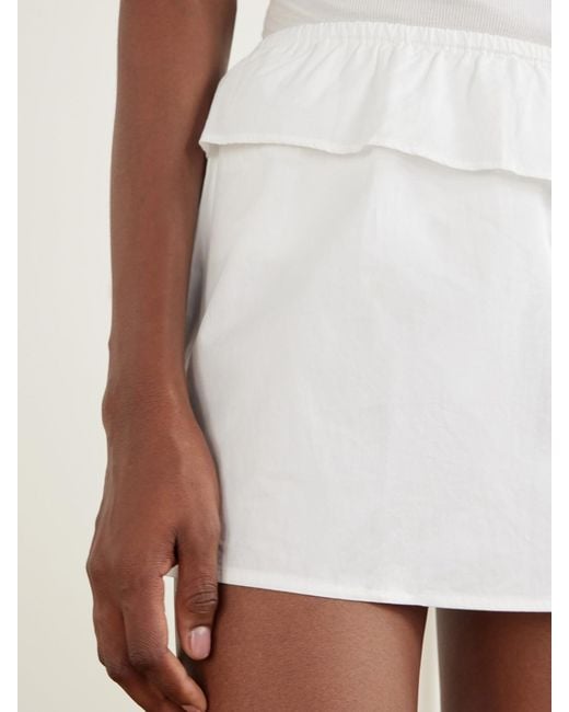 Deiji Studios White Flounce Layer Organic Cotton-Poplin Mini Skirt