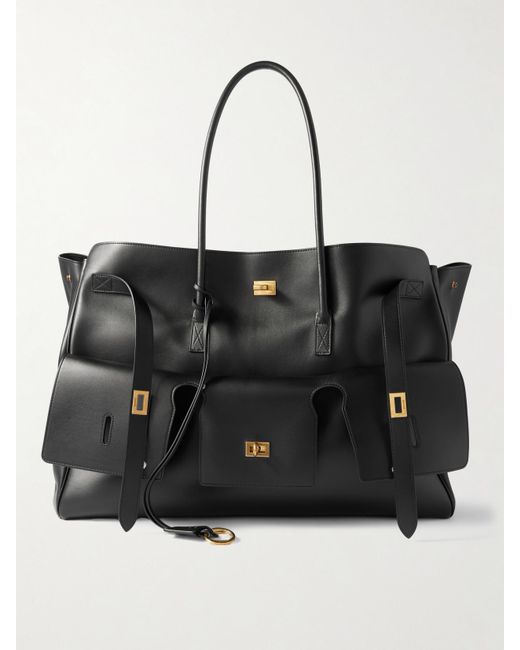 Balenciaga Black Bel Air Carry All Große Tote Aus Leder