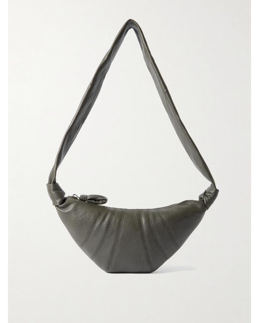 Lemaire White Croissant Small Paneled Textured-Leather Shoulder Bag