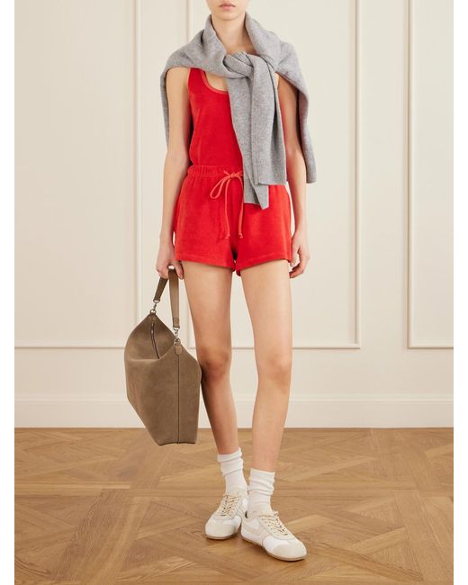 Suzie Kondi Red Shallis Cotton-Blend Terry Shorts