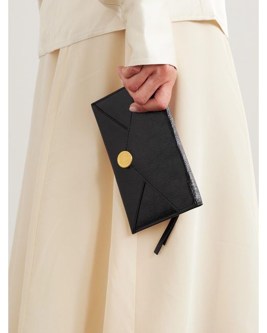 Dries Van Noten Black Medium Textured-Leather Clutch