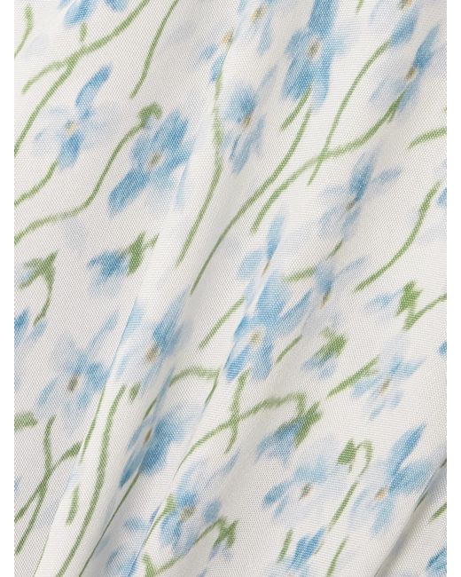Loewe Blue Embroidered Floral-Print Crepe Shirt