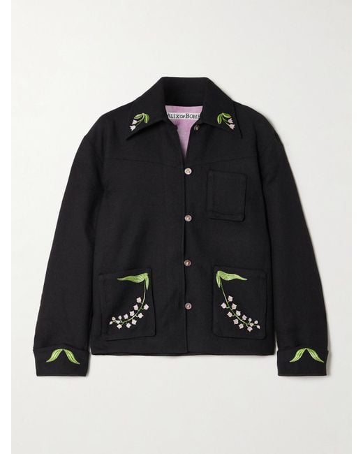 Alix Of Bohemia Black Jude Embroidered Wool-Twill Jacket
