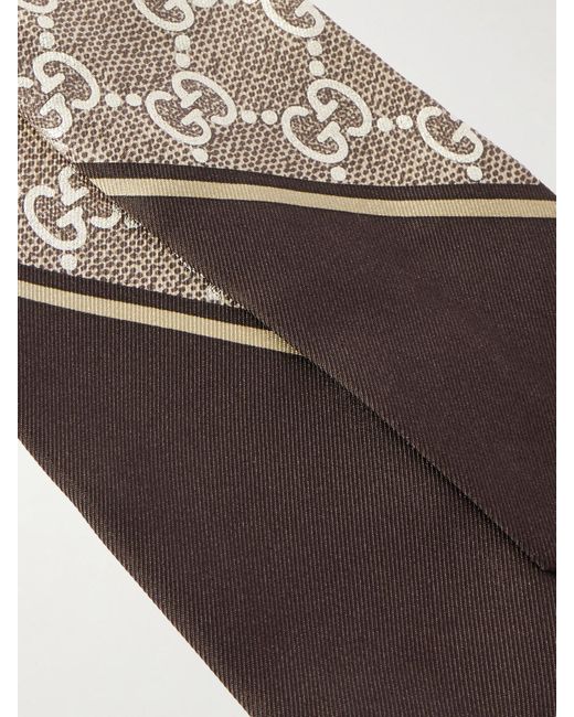 Gucci Natural Printed Silk-Twill Scarf