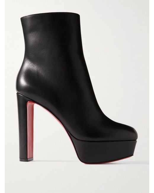 Christian Louboutin Black Movida 130 Leather Platform Ankle Boots