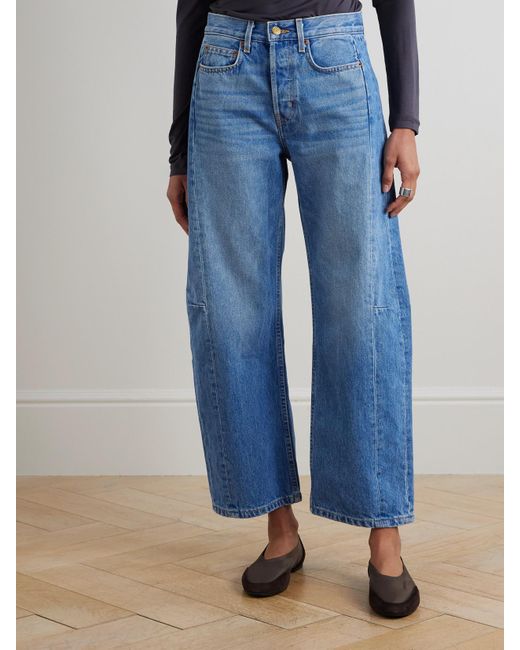B Sides Blue Slim Lasso Mid-Rise Barrel-Leg Jeans